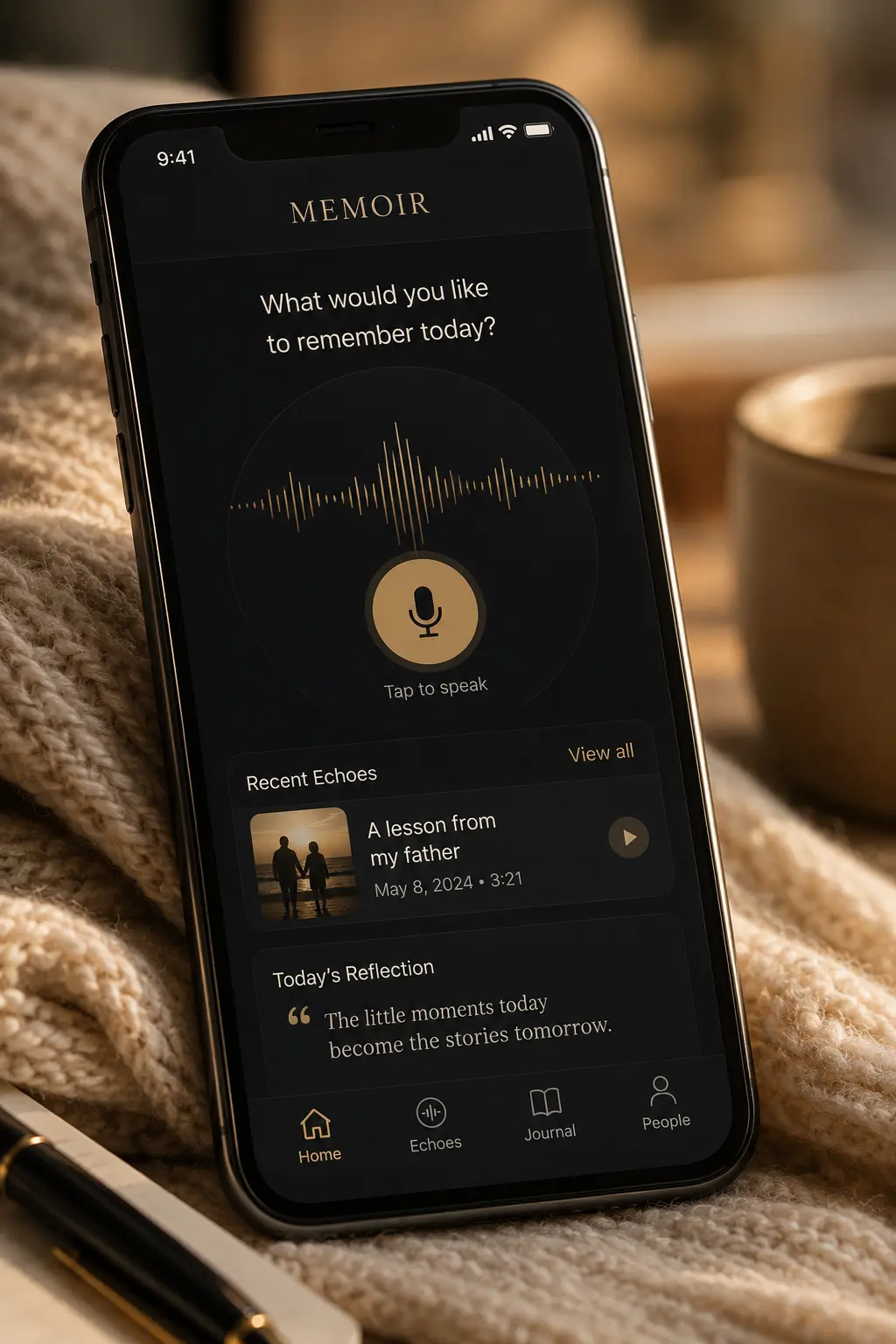 Memoir Echoes running on an iPhone